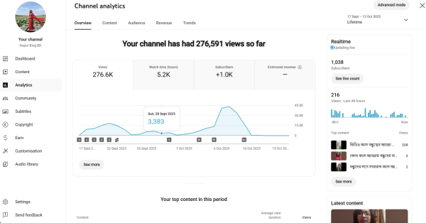 YouTube 1 030 Subscriber Organic Monetized Channel