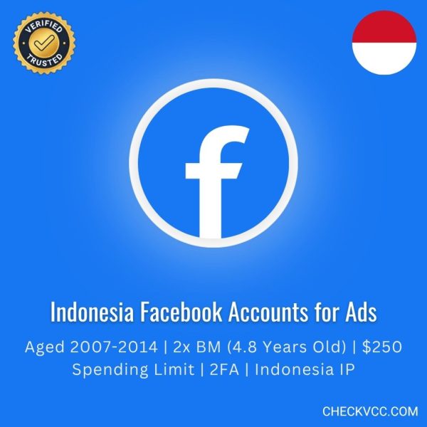 Buy Indonesia Facebook Accounts for Ads | Aged 2007-2014 | 2x BM (4.8 Years Old) | $250 Spending Limit | 2FA | Indonesia IP