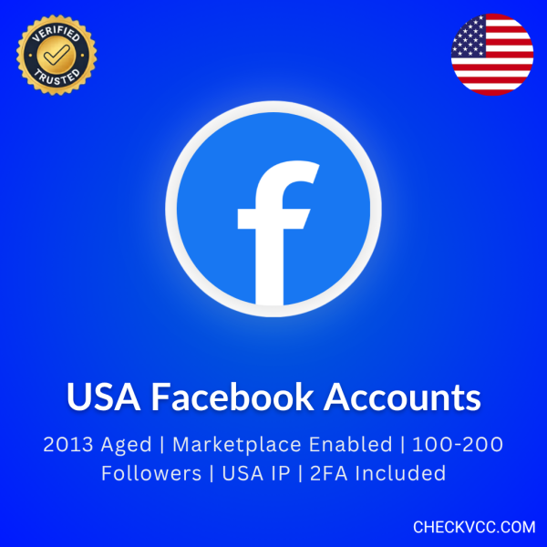 Buy USA Facebook Accounts | 2013 Aged | Marketplace Enabled | 100-200 Followers | USA IP | 2FA Included