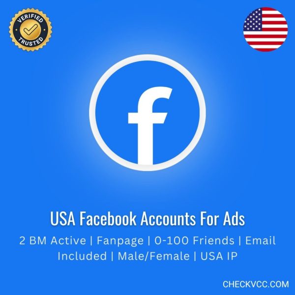 Buy USA Facebook Accounts for Ads | 2 BM Active | Fanpage | 0-100 Friends | Email Included | Male/Female