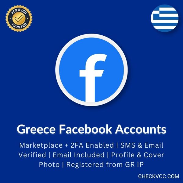 Buy Greece Facebook Accounts | Marketplace + 2FA Enabled | SMS & Email Verified | Email Included | Profile & Cover Photo | Registered from GR IP
