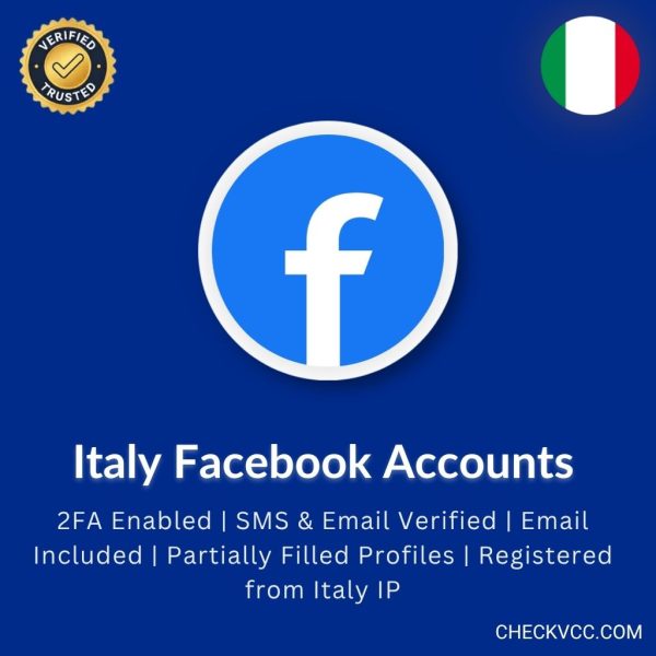 Buy Italy Facebook Accounts | 2FA Enabled | SMS & Email Verified | Email Included | Partially Filled Profiles | Registered from Italy IP