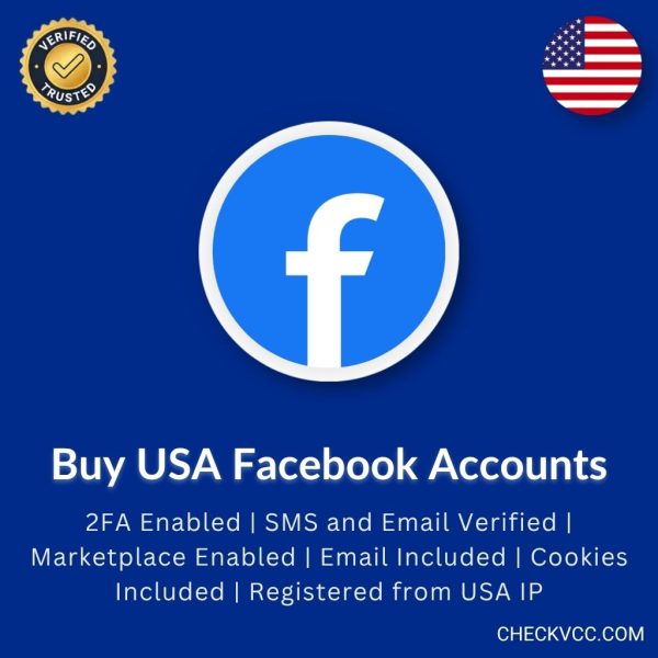 Buy USA Facebook Accounts | 2FA Enabled | SMS and Email Verified | Marketplace Enabled | Email Included | Cookies Included | Registered from USA IP